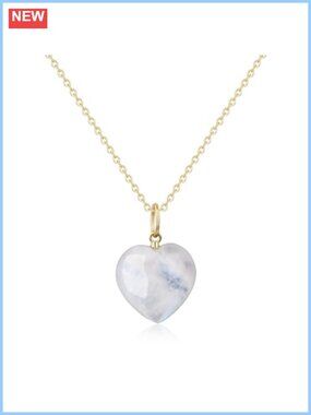 14K Gold Plated 925 Sterling Silver Moonstone Heart Pendant Necklace
